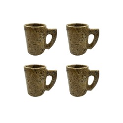 Handmade Coral Marble Cups 4 pcs set Nartual polisehd Stone Natural Fossil Stone Marble  AU Seller