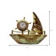 Natural Hand Made Onyx Ship Shape with Clock Marble Stone Hand Crafted Ship Sculpture best Gift 7" Inch